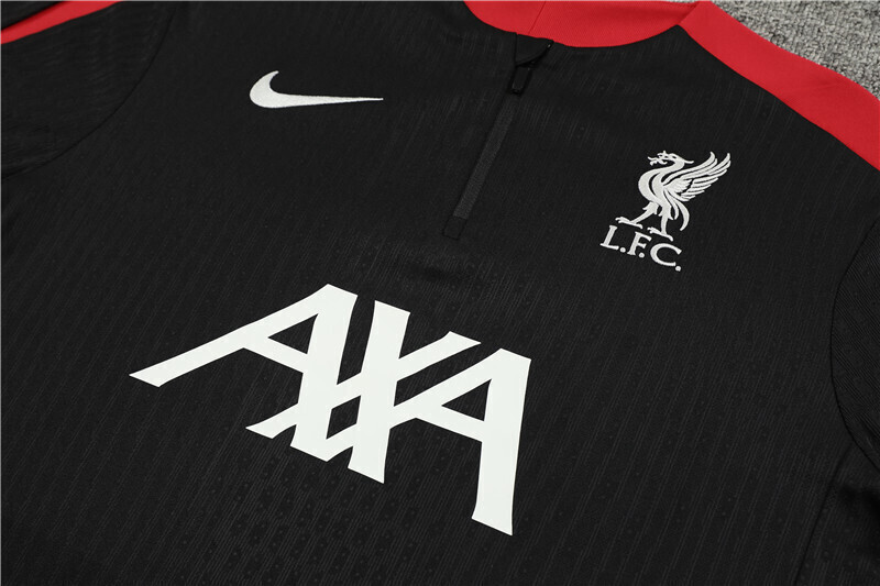 2425 Liverpool black Half Zip Training Kit (Adult Kids Kit)