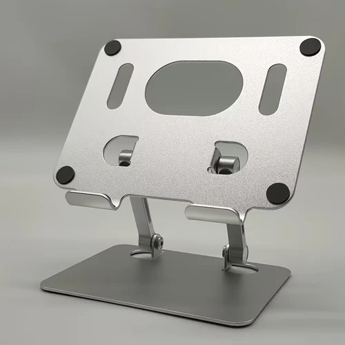 360° Rotating Aluminum Laptop Stand, Ergonomic Adjustable Foldable Notebook Riser, Hollow Heat Dissipation Desk Holder for 10-17 Inch Laptops & Tablets