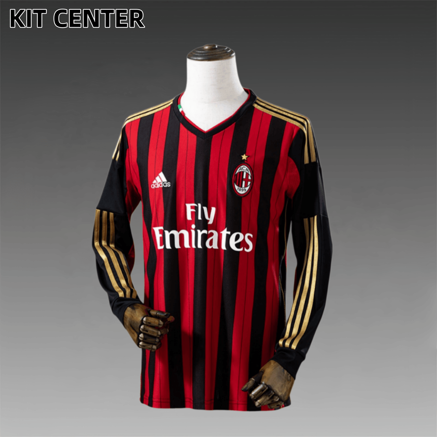 2013/2014 AC Milan home Retro Long Sleeve Football Shirt