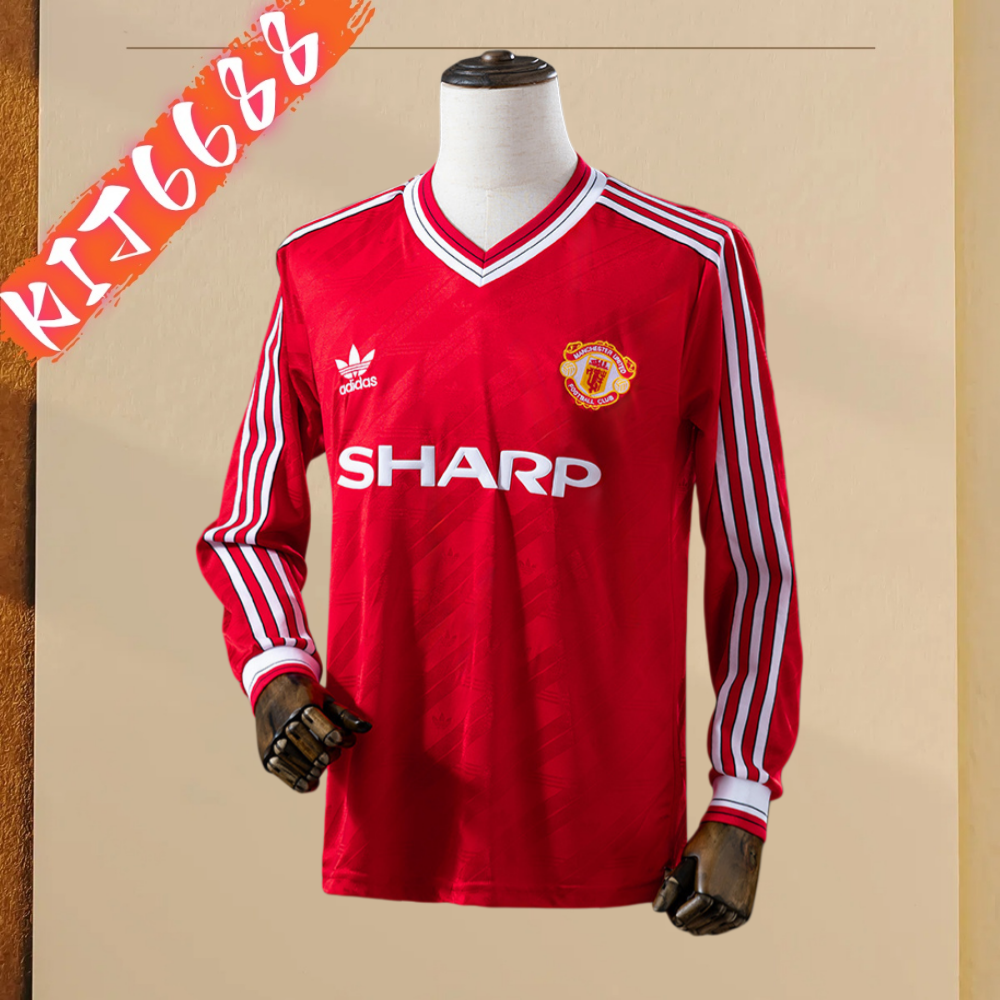 86/88 Manchester United  home long sleeved retro football jersey
