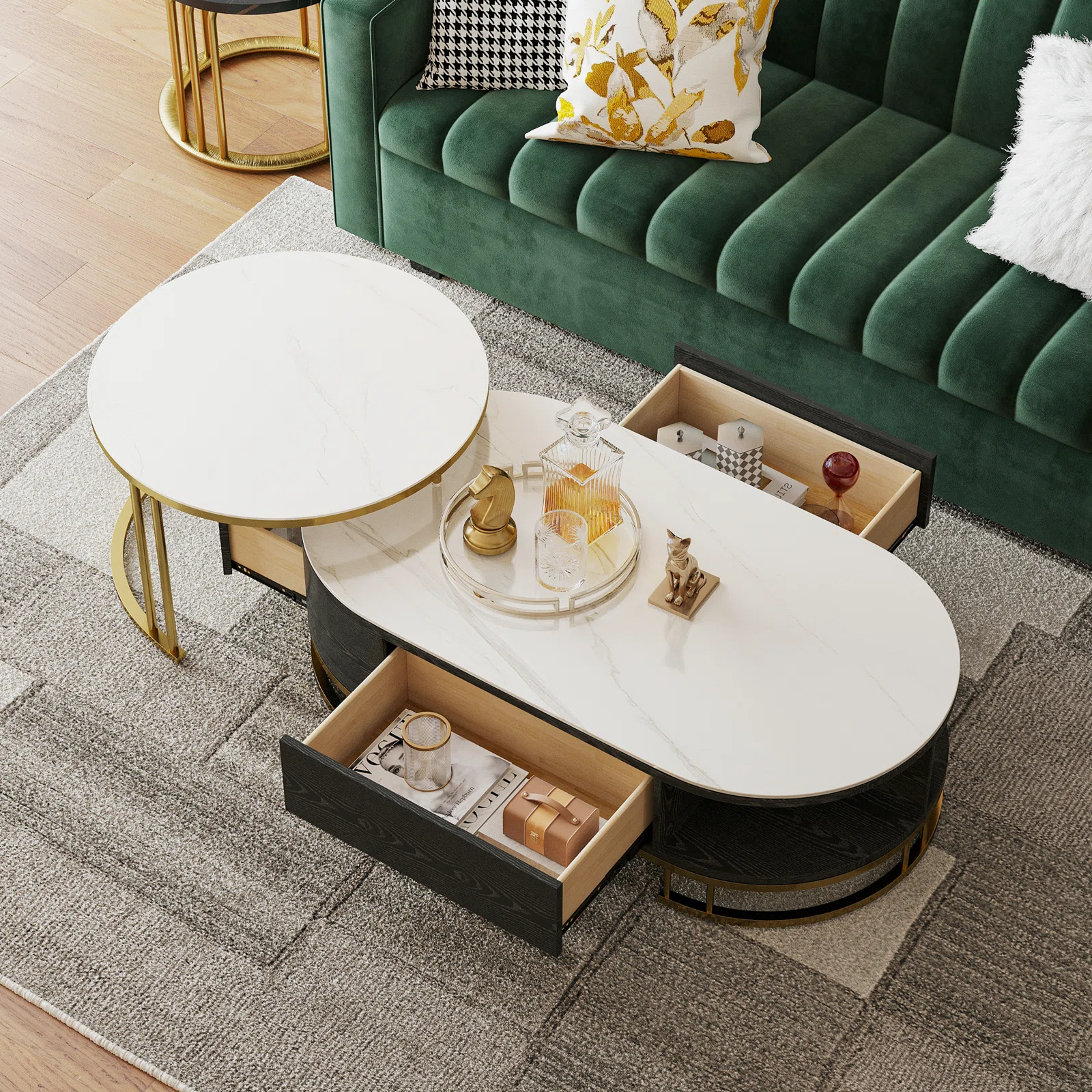 Dessa Sled/Frame 2 Nesting Coffee Tables with Storage