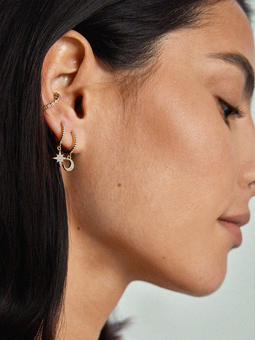 Pave Star & Moon Drops