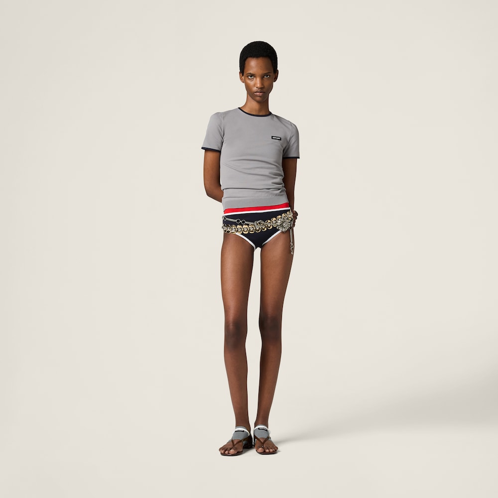 Technical yarn crew-neck sweater