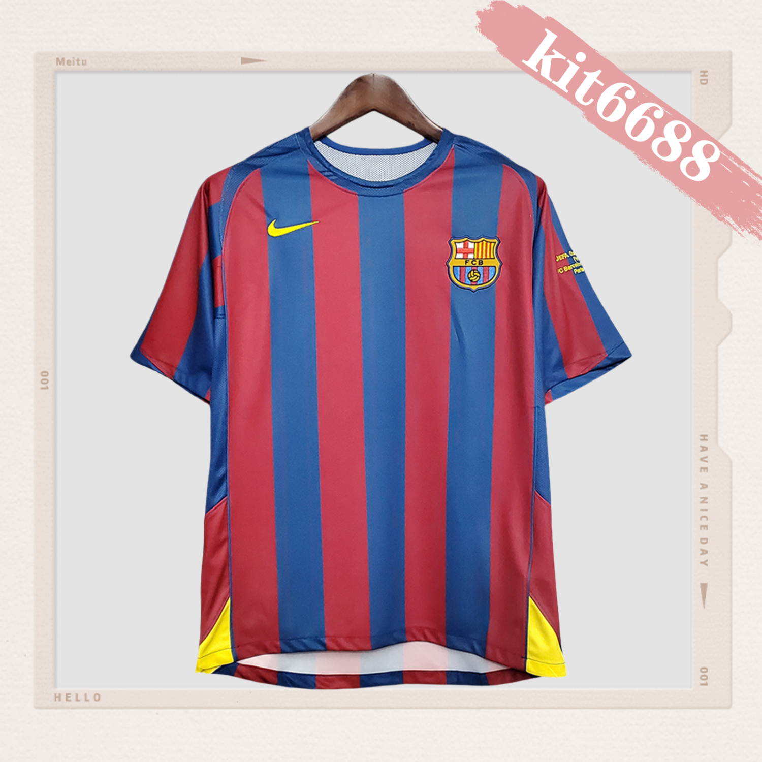 2006 Barcelona Home Retro Jersey Champions League Final
