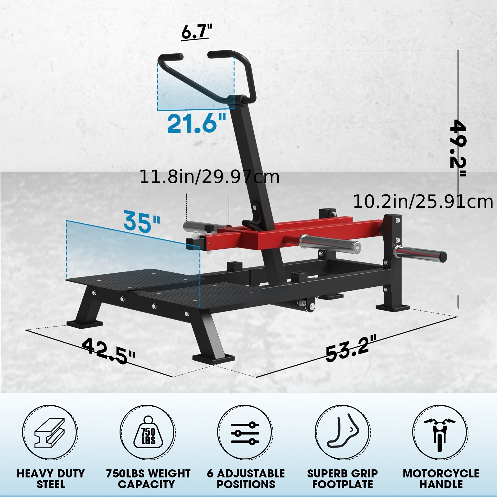 Weight-bearing belt squat machine, strength training leg equipment, Hack Squat machine with weightlifting belt - 4 adjustable positions, 800 lbs load capacity