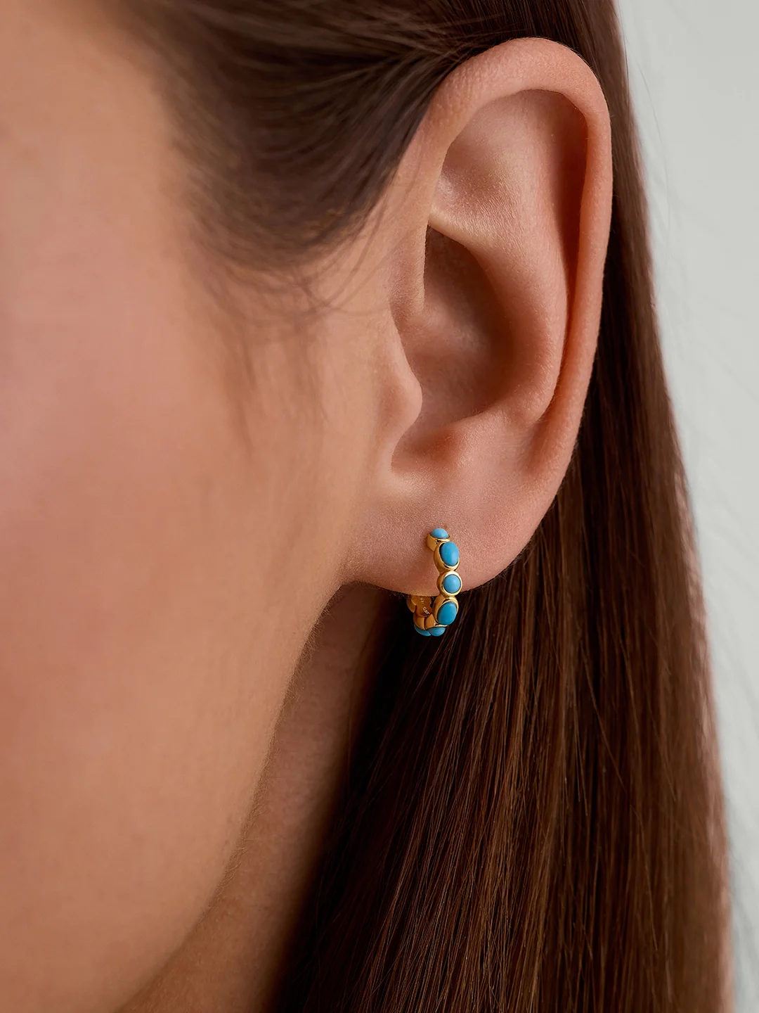 Bezel Turquoise Huggies