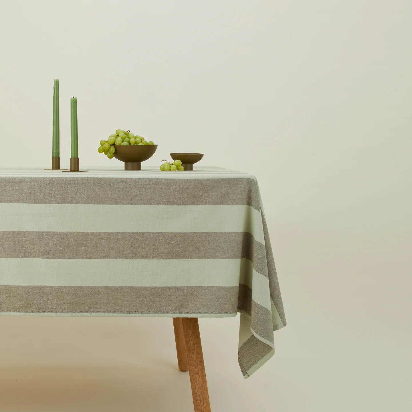 Essential Striped Tablecloth - Sage/Olive