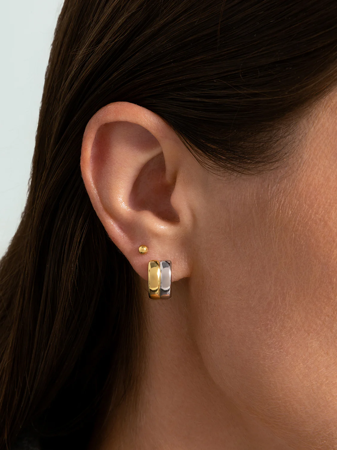 Bold Mixed Minimalist Double Hoops