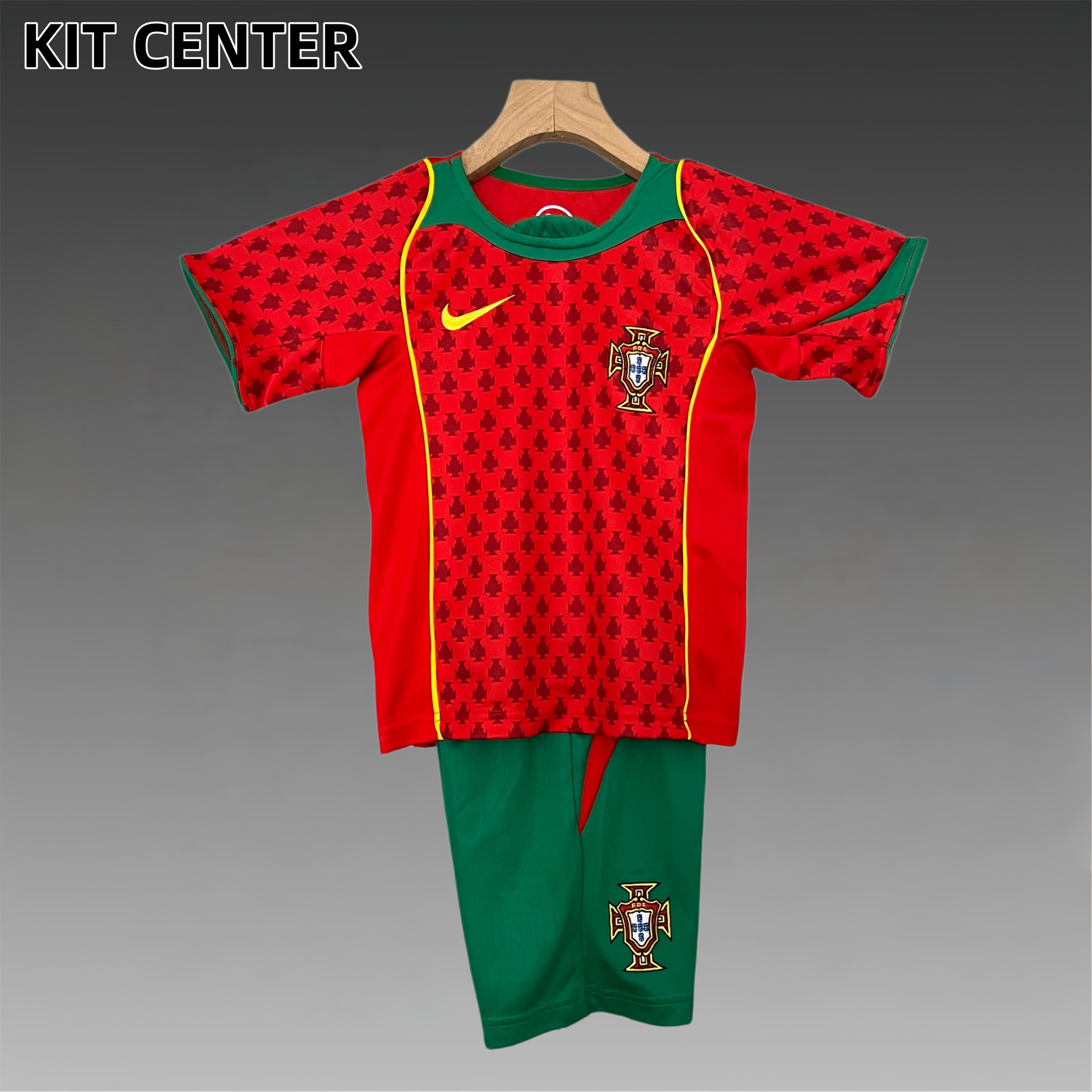 2004 Portugal home Retro football jersey  Kids Kit