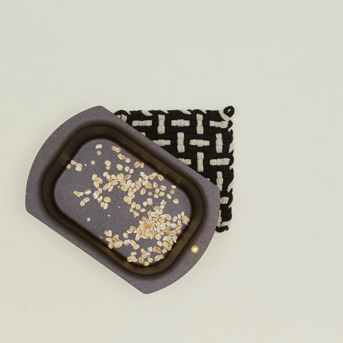 Parquet Handwoven Pot Holder - Black/Flax