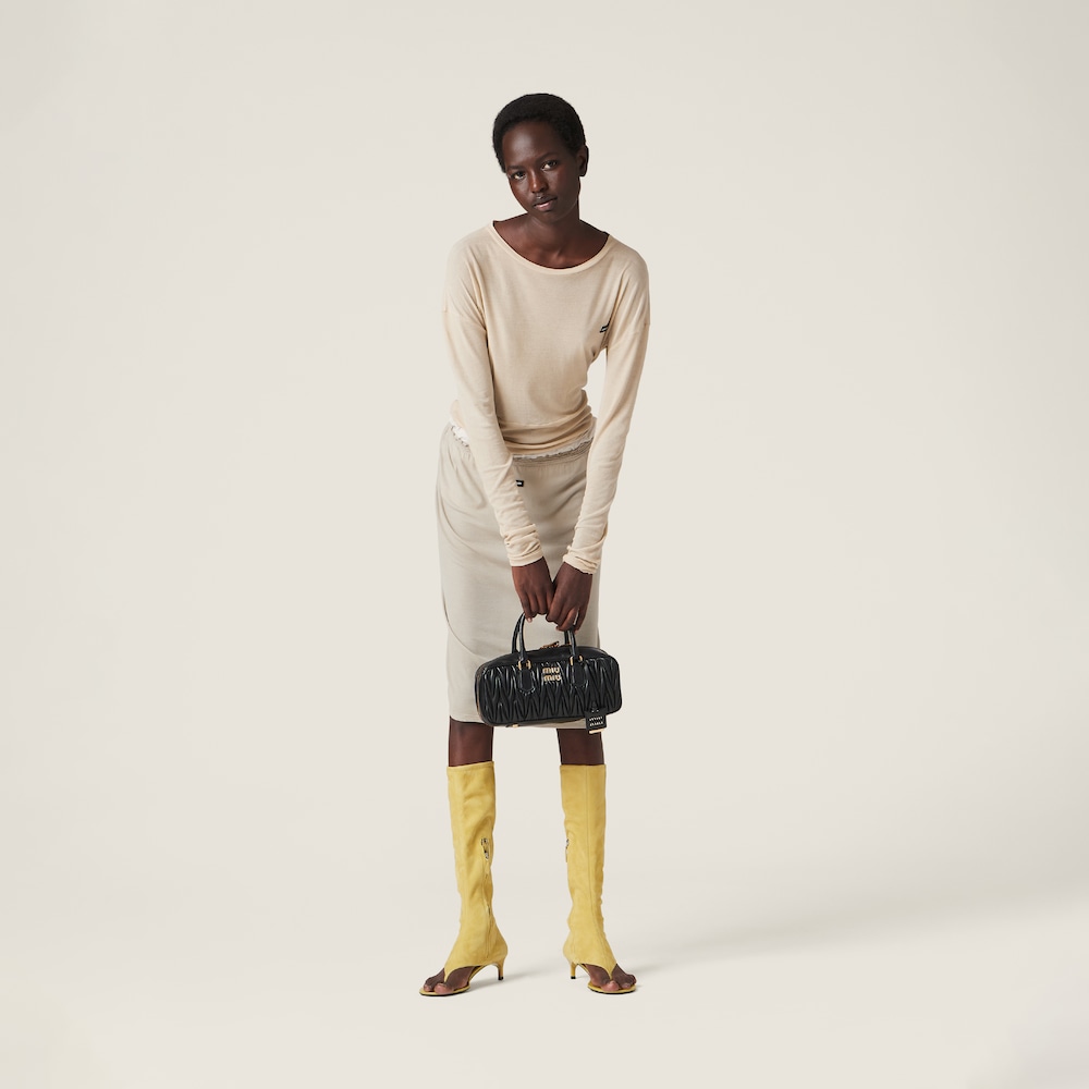 Garment-dyed ribbed jersey knit dress