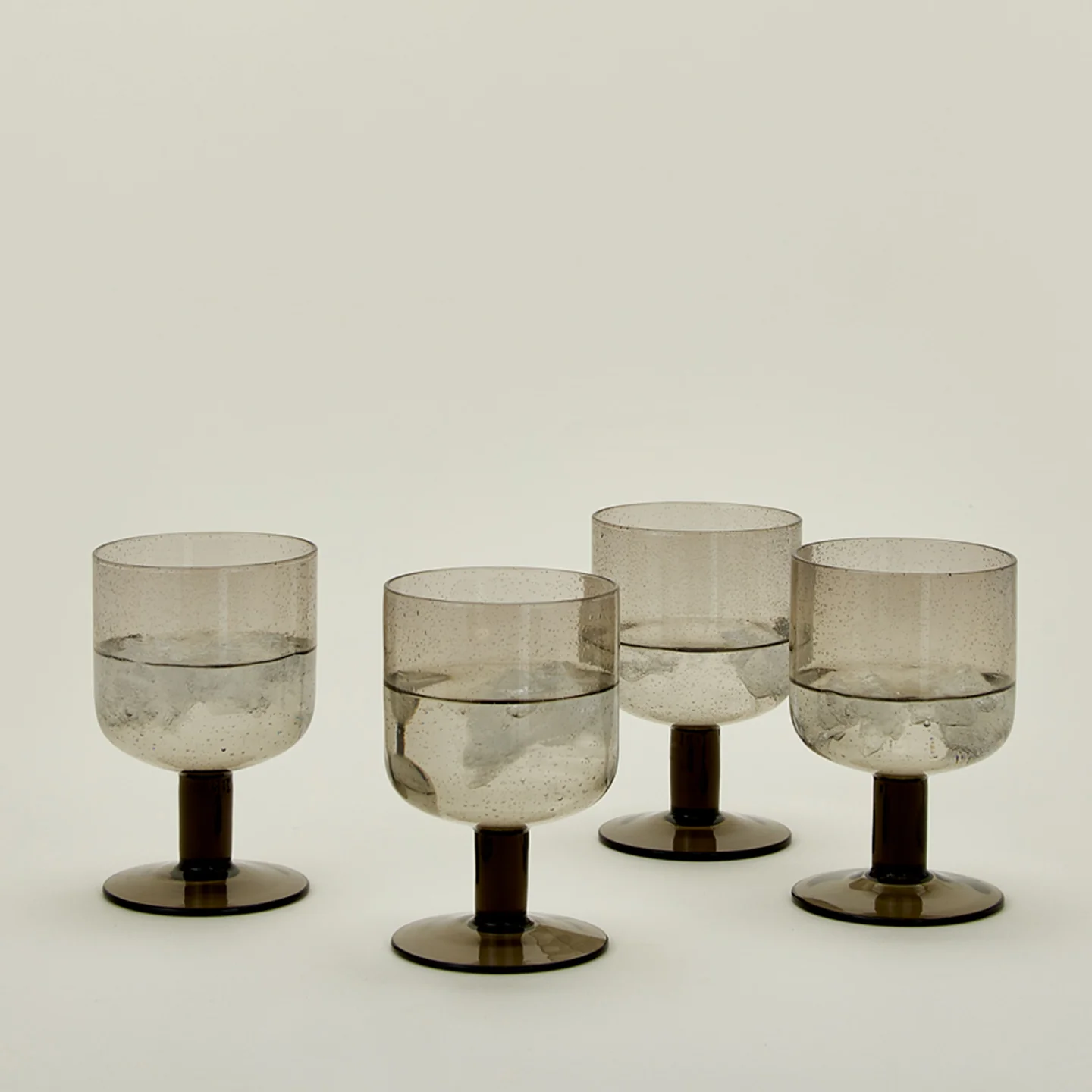 Simple Seeded Glassware, Set of 4 - Smoke