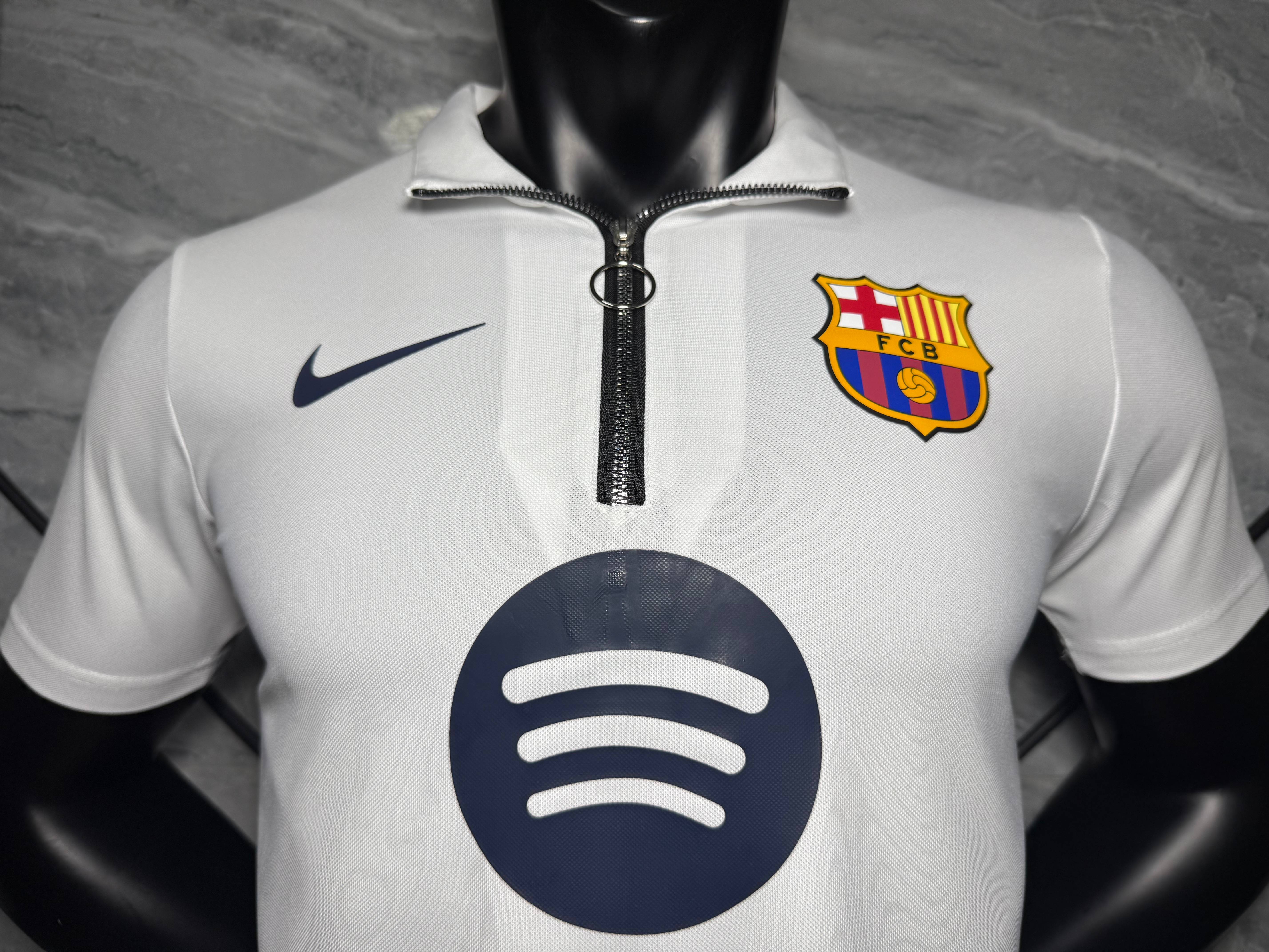 2025/2026 Barcelona White Half-zip Special Edition Football Jersey (Player Edition)