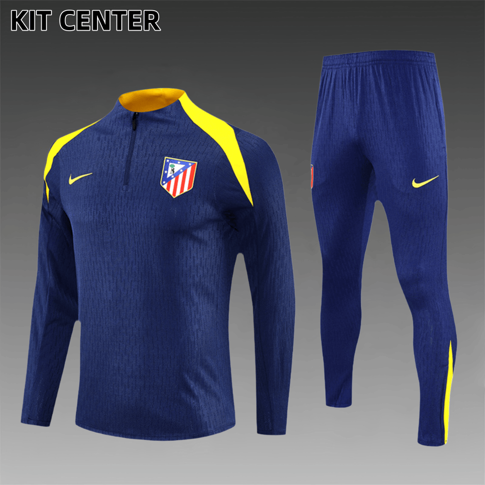 2025/2026Atletico Madrid Dark Blue Adult Half Zip Training Suit (Adult Kit)