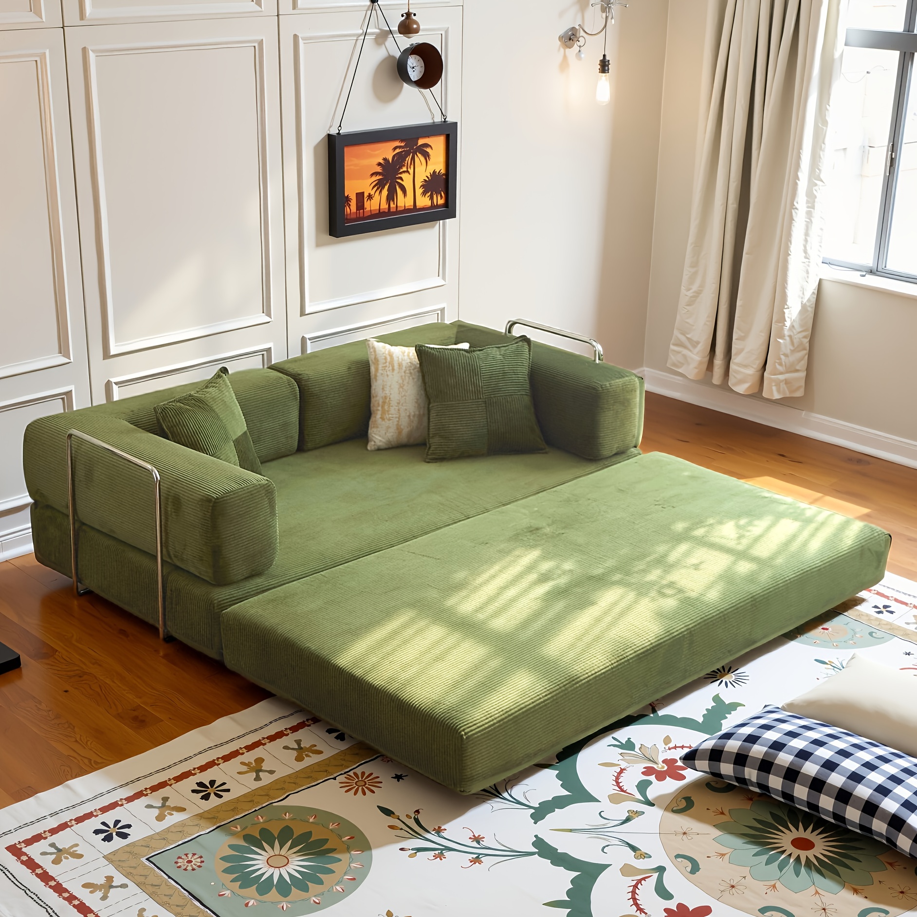 Frameless sofa bed, modern cloud-style folding sofa bed, modular sofa in a box, compressed memory foam sofa with removable and washable sofa cover, suitable for living rooms, bedrooms, and apartments