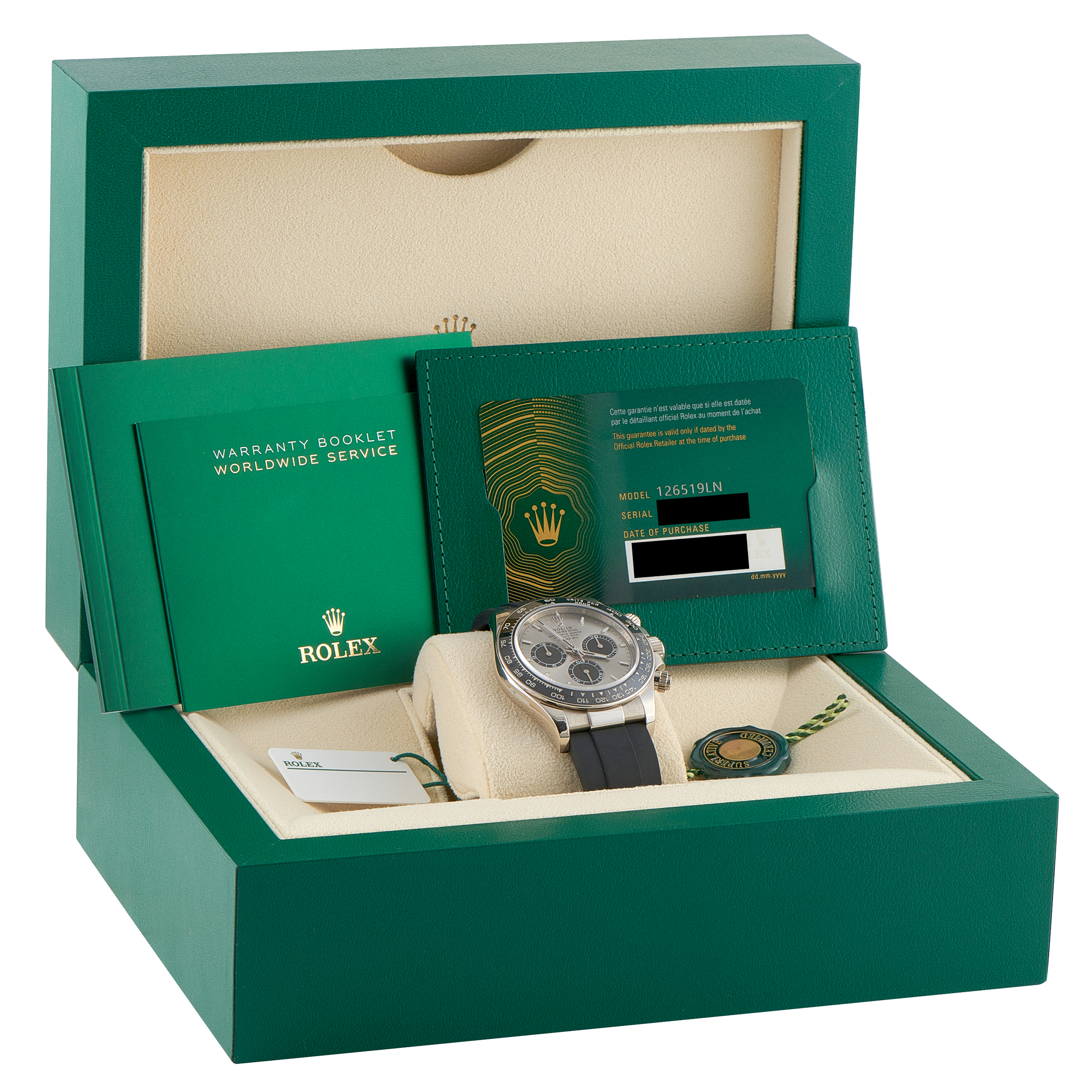 RolexDaytona Silver Dial White Gold Oysterflex Watch 126519LN