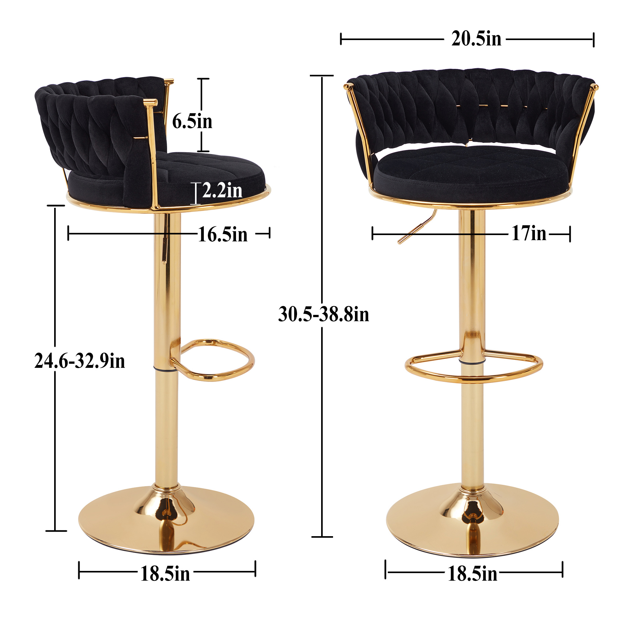 VECELO 360°Set of 4 swivel bar chairs, height-adjustable counter high chairs with back and arms, suede fabric kitchen island chairs
