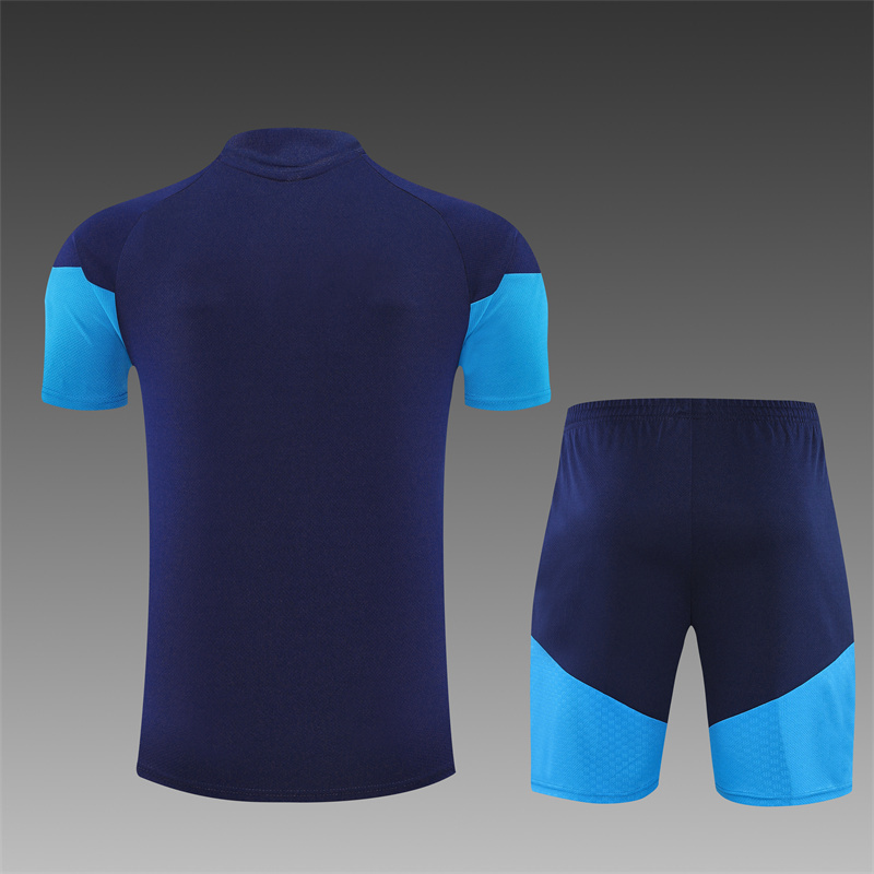 26/27 Spain royal blue  Short Sleeve Training Wear ( Adult kit Kids )