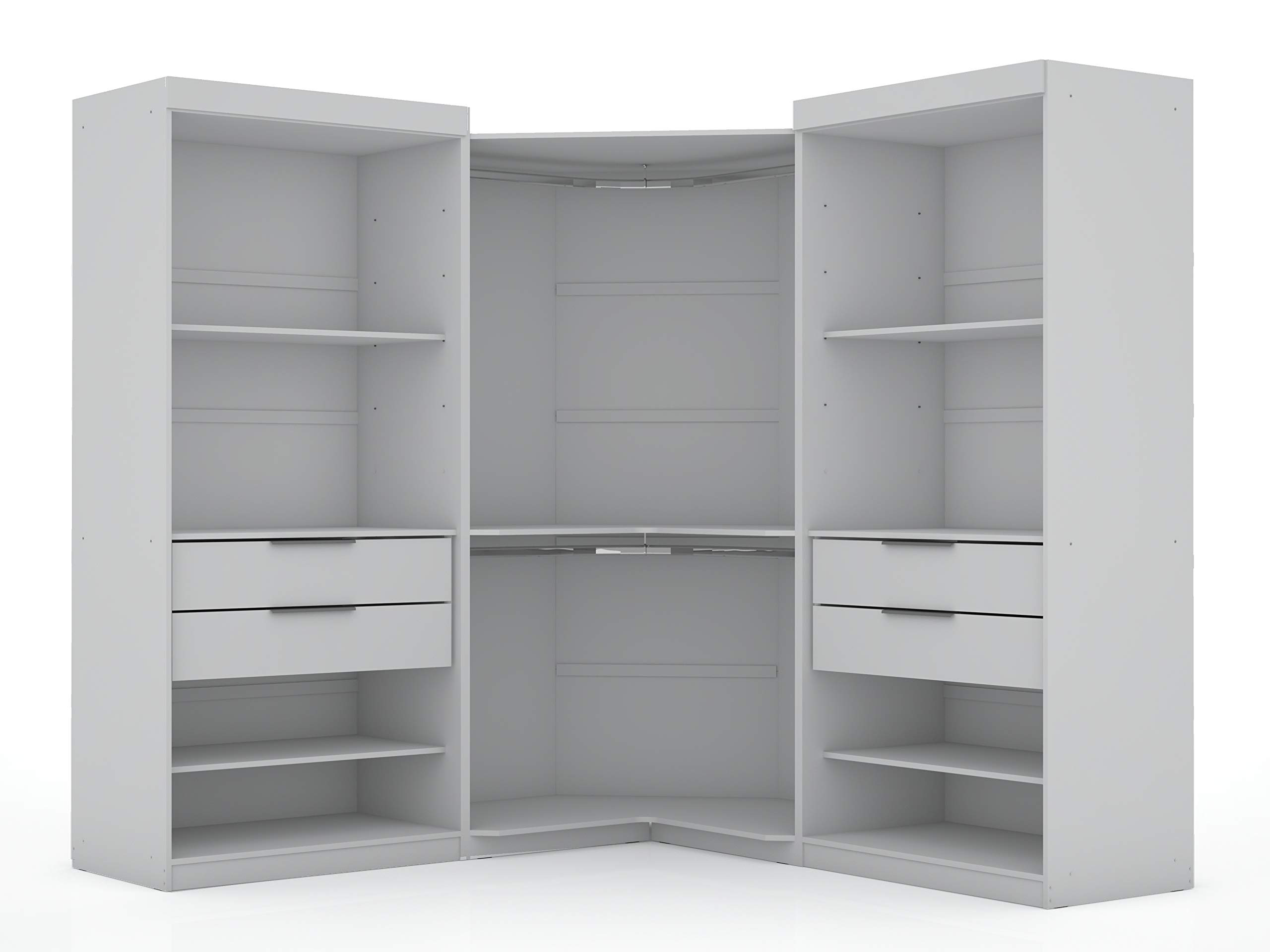 Mulberry Modern Open 3 Sectional Wardrobe Corner Closet with 4 Drawers, Set of 3