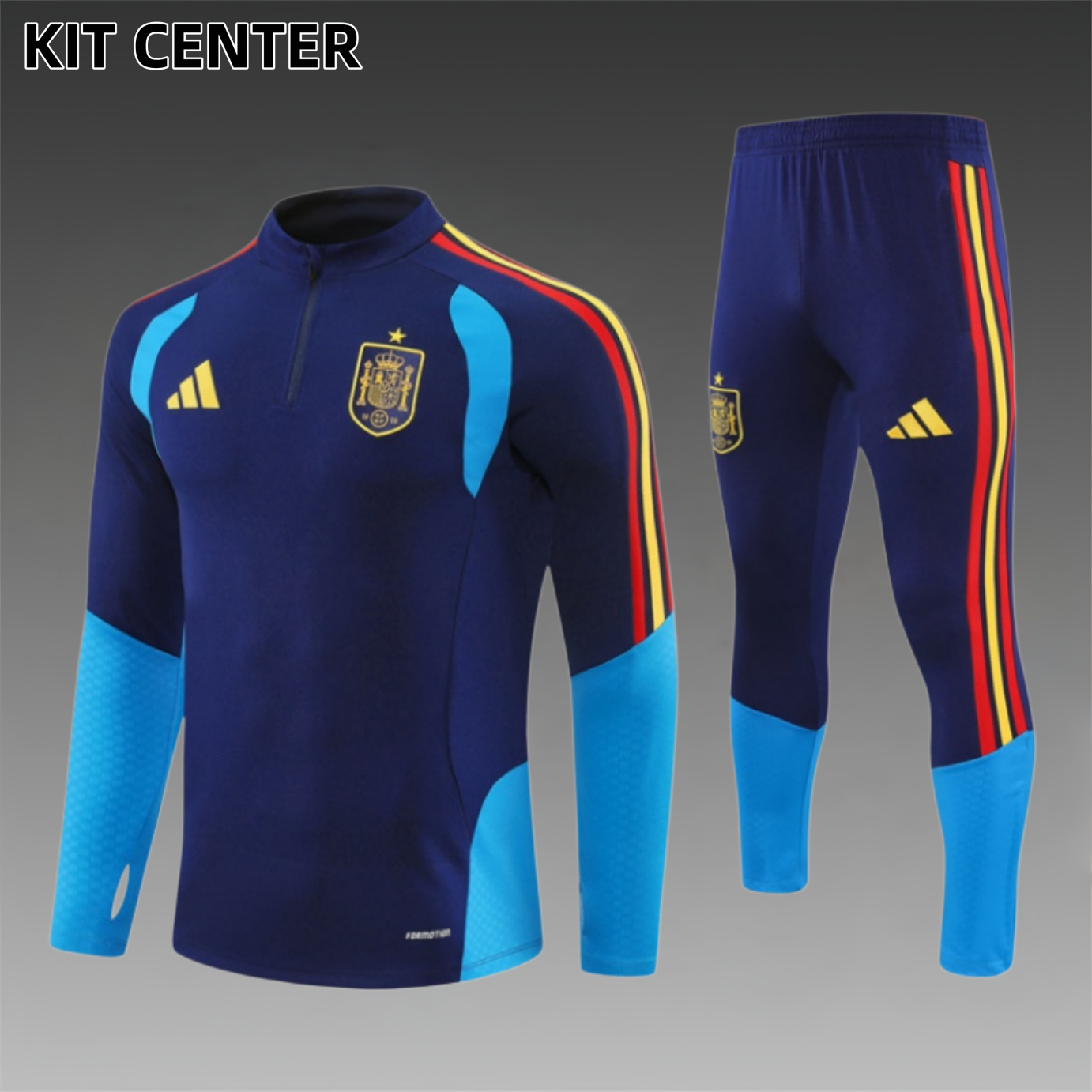 26/27 Spain royal blue Half Zip Training Kit (Adult Kids Kit)