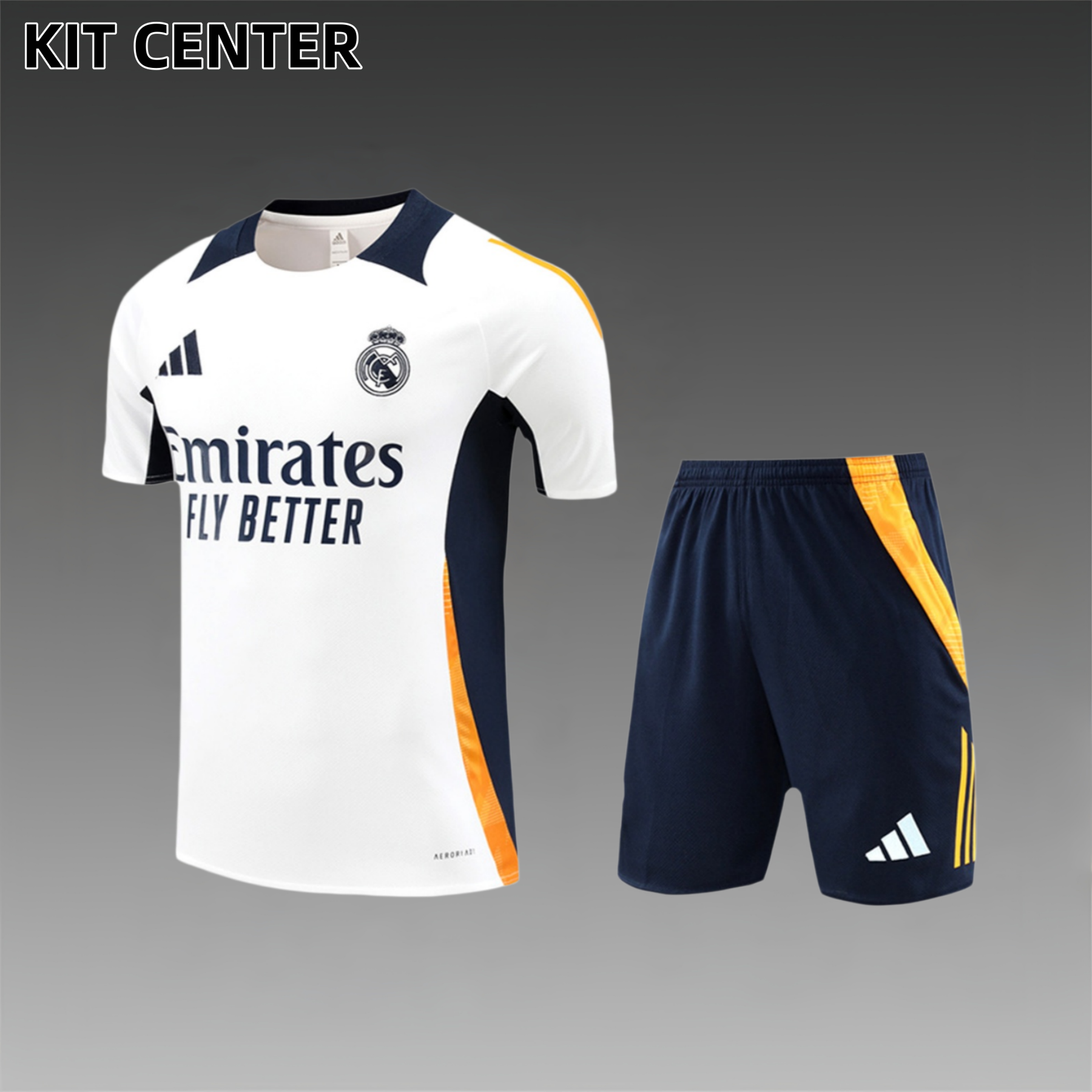 2024/2025 Real Madrid White Children's Short Sleeve Training Suit (Kids Kit)