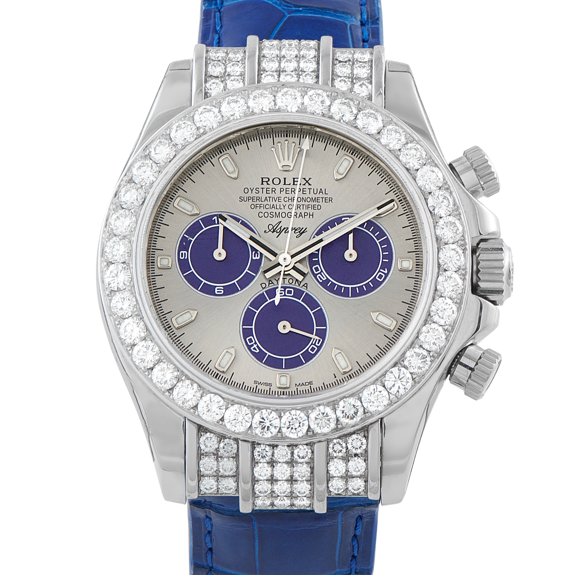 Rolexx Asprey Daytona Diamond and White Gold Watch 116599