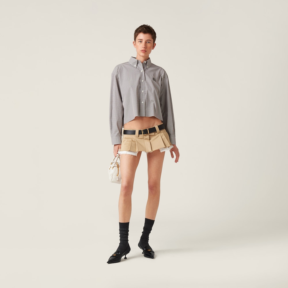 Gingham check poplin shirt