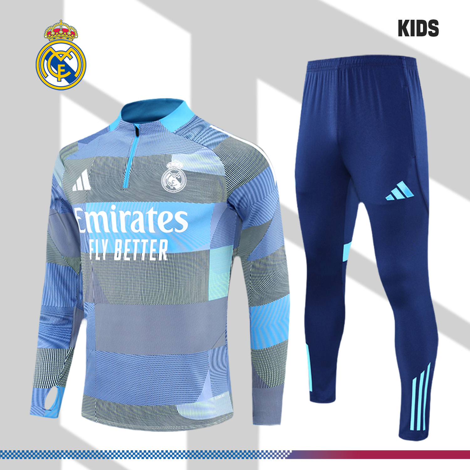 2025/2026 Real Madrid camouflage kids half-zip training kit (Kids Kit)