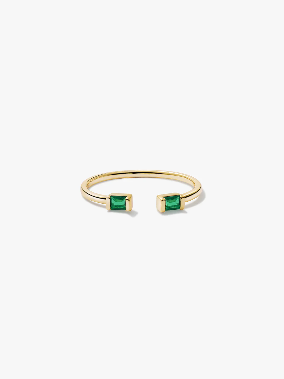Baguette Emerald Open Ring