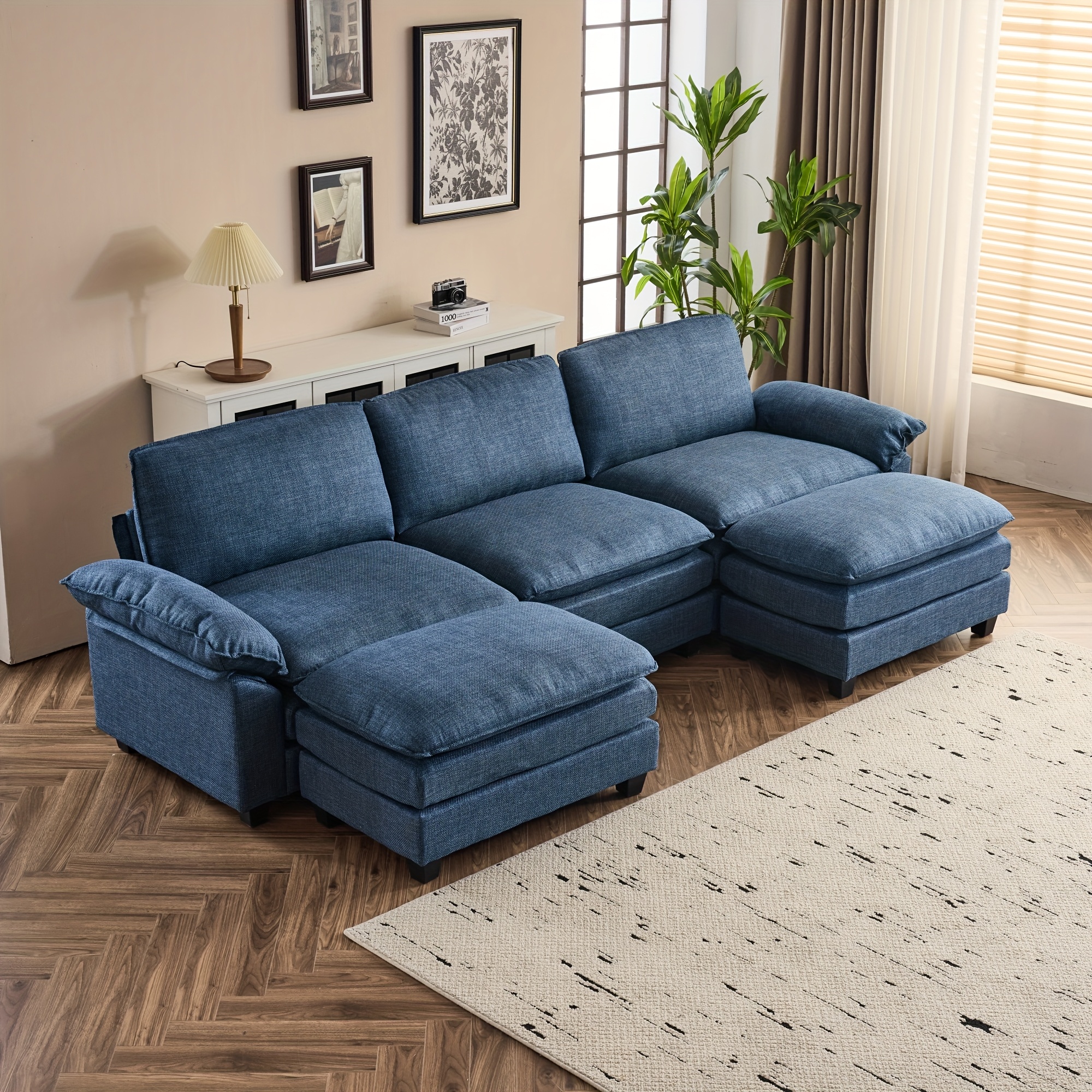 Double-layer modular sofa in chenille teddy velvet