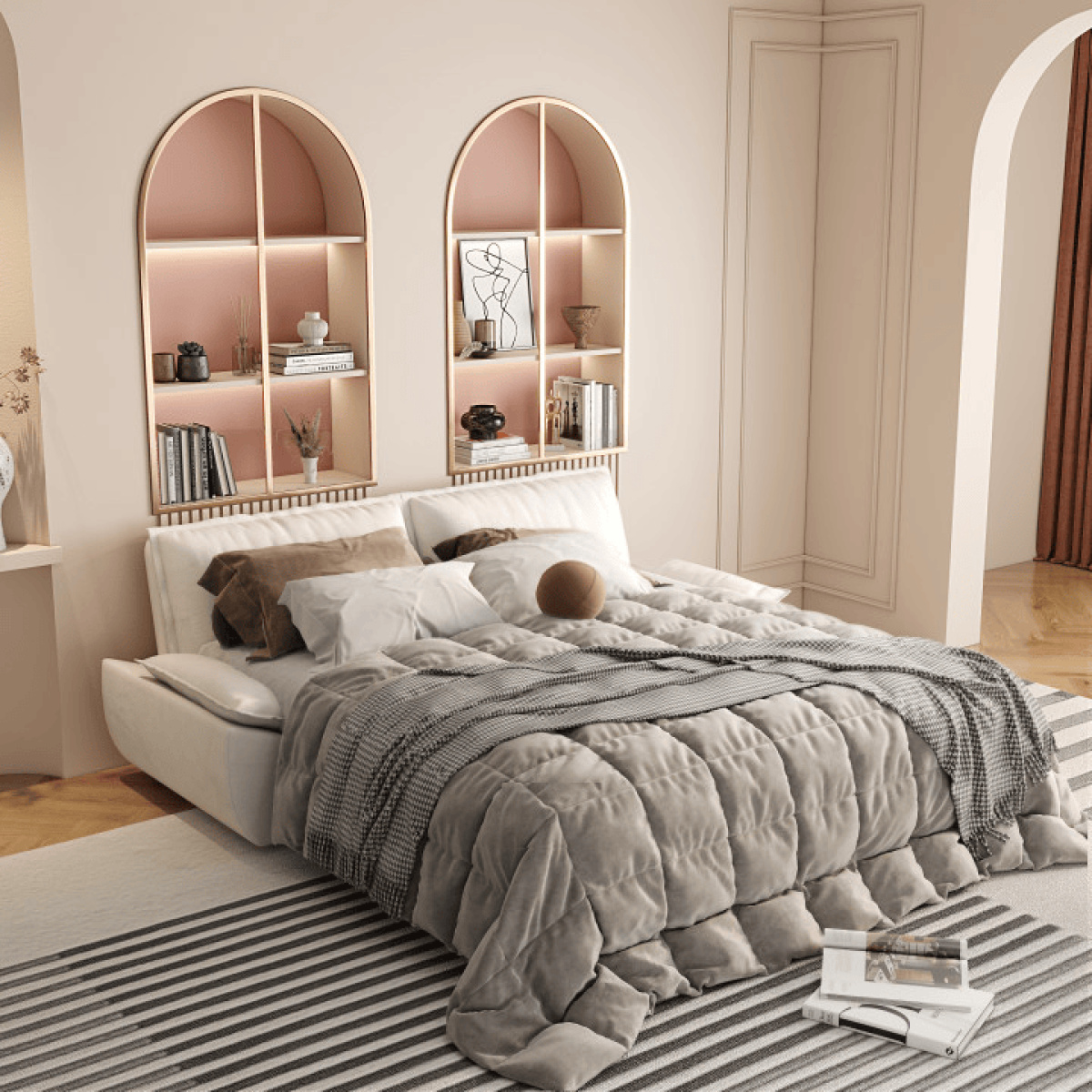 3-in-1 Convertible Sofa Bed, 73.2inch Queen Size Pull-Out Sofa Bed, Multifunctional Velvet Double Sofa Bed