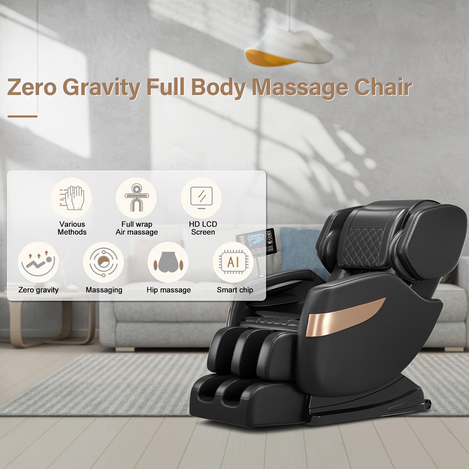 2025 Zero Gravity Multifunctional Full-Body Massage Chair, with foot massage, waist heating, and full-body airbag relaxation functions