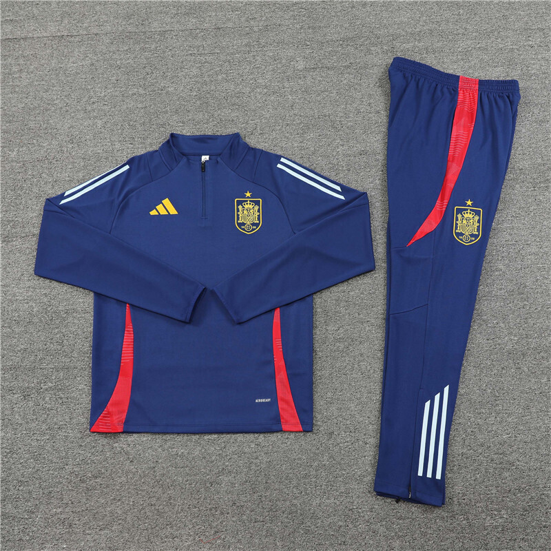24/25 Spain royal blue Half Zip Training Kit (Adult Kids Kit)
