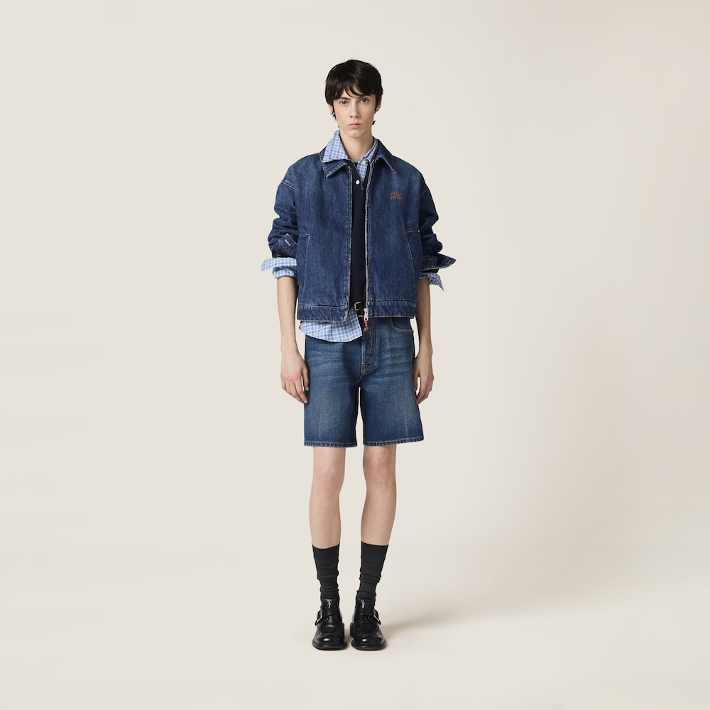 Washed denim Bermudas