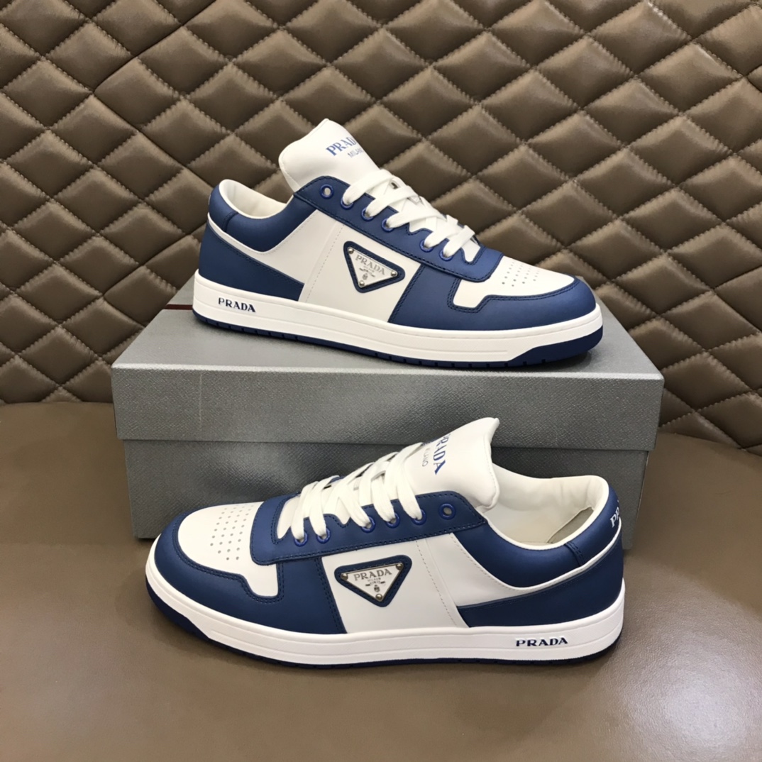 Prada Downtown Perforated Leather Sneakers
