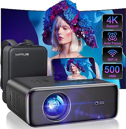 Projector with WiFi 6 and Bluetooth 5.2,500 ANSI Projector 4K