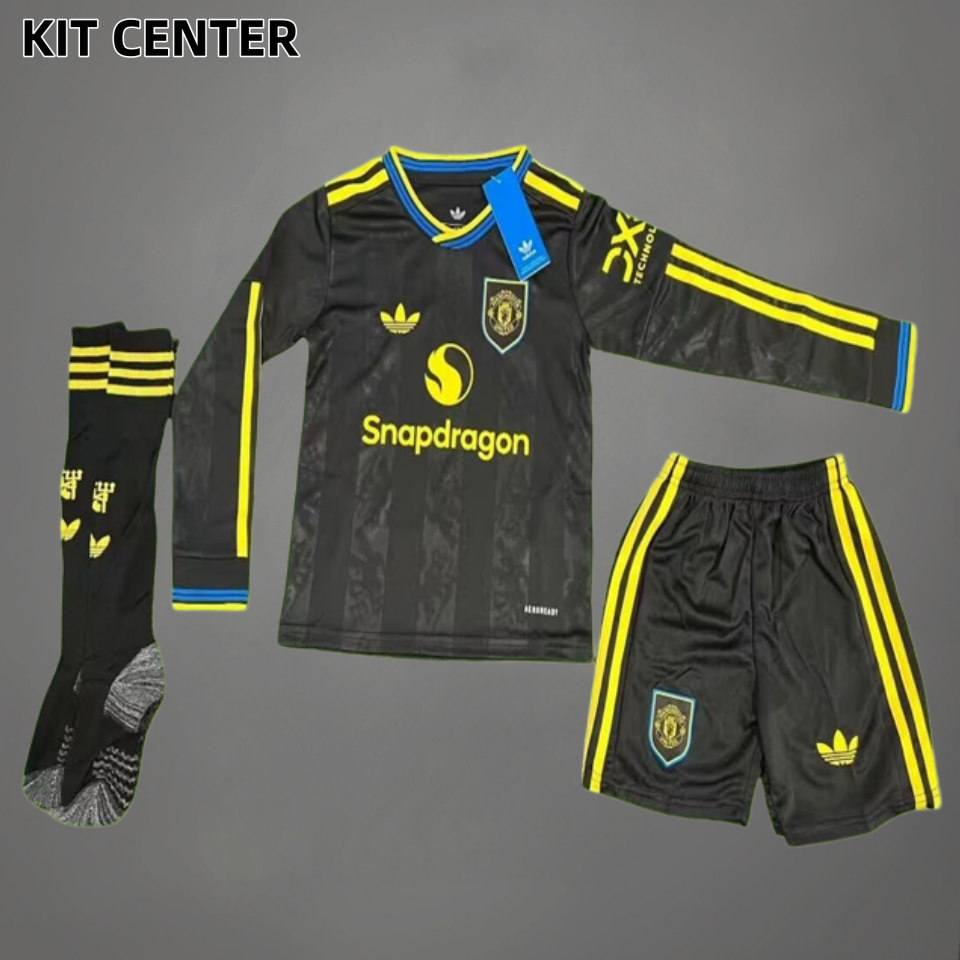 2526 Manchester United Third Away long sleeves Football Shirt ( Kids Kit )socks