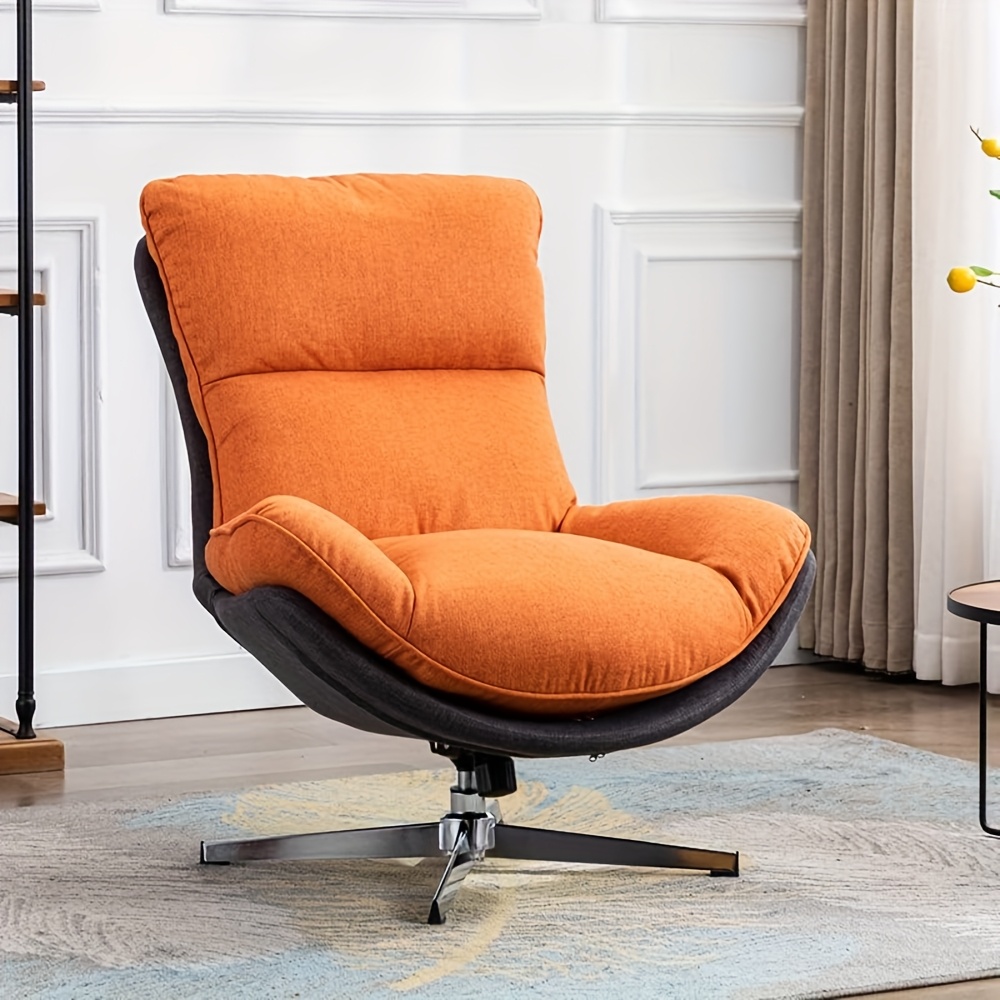 1 piece 34inch wide swivel recliner modern linen upholstered chair with chrome base, leisure glider rocking chair for living room, bedroom, reading room, office
