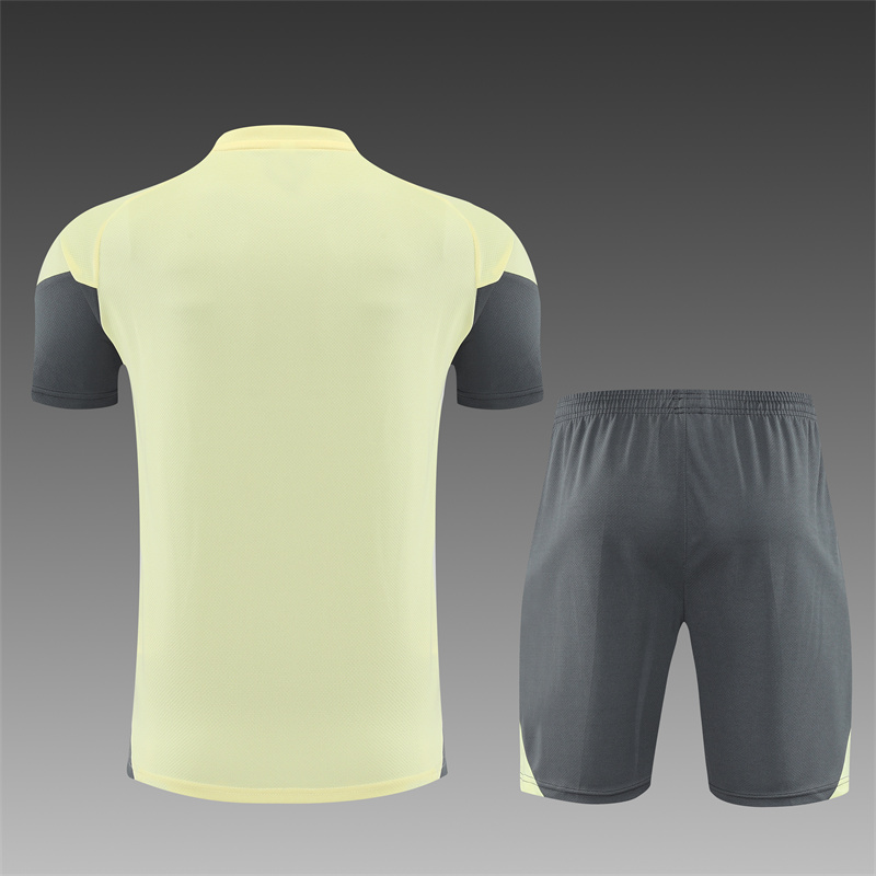 2025/2026 Real Madrid Yellow Adult Short Sleeve Training Suit (Adult Kids Kit)
