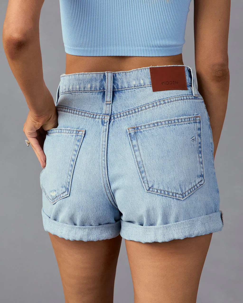 Danni Cuffed Distressed High Rise Denim Shorts