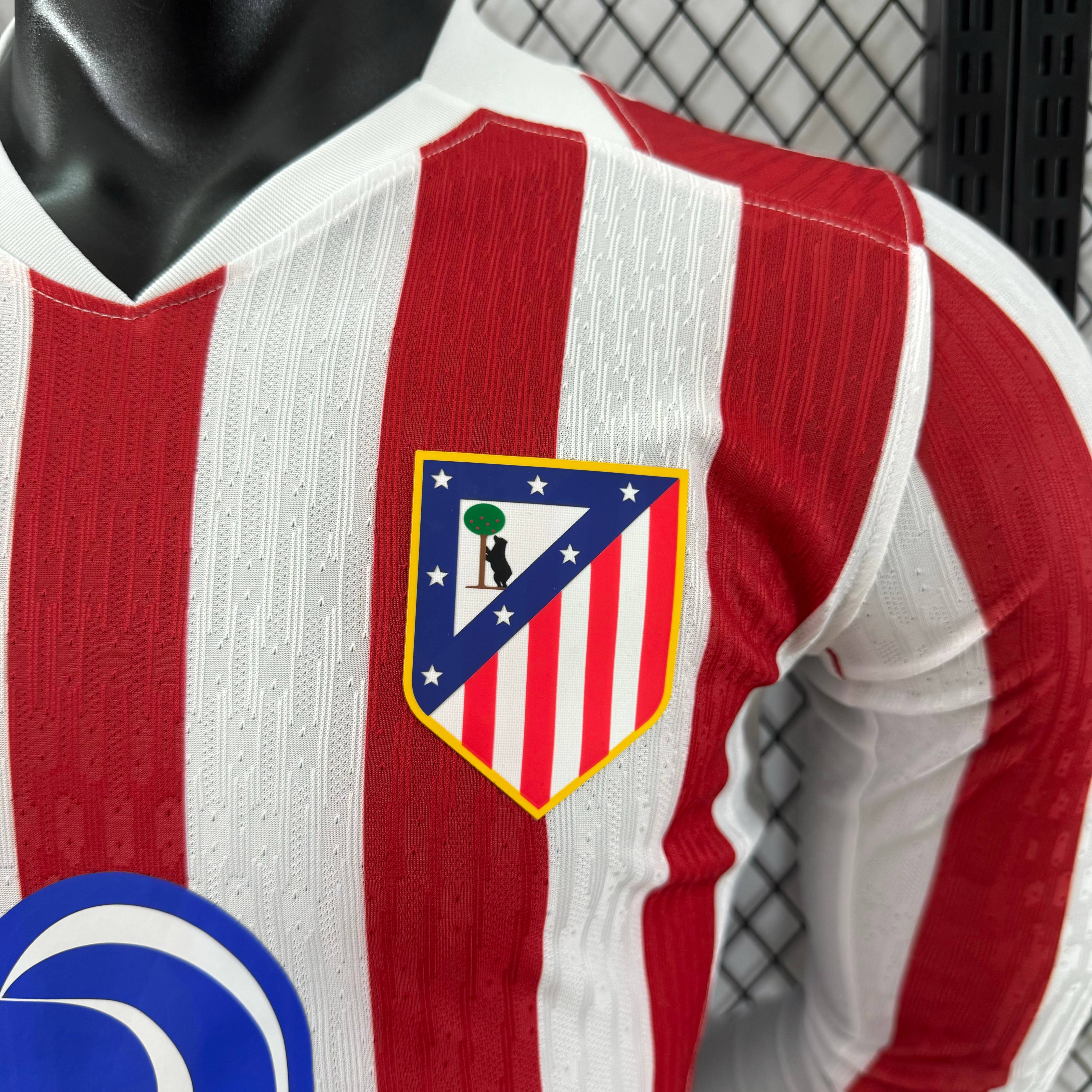 2025/2026 Atletico Madrid Home Long Sleeved Football Shirt (Player Edition)