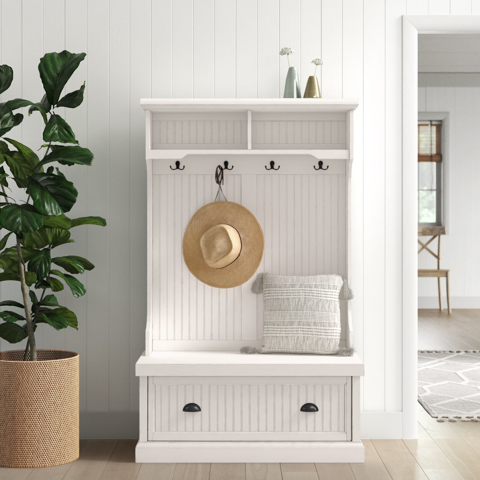 Carmel 40'' Wide Hall Tree with Bench and Shoe Storage