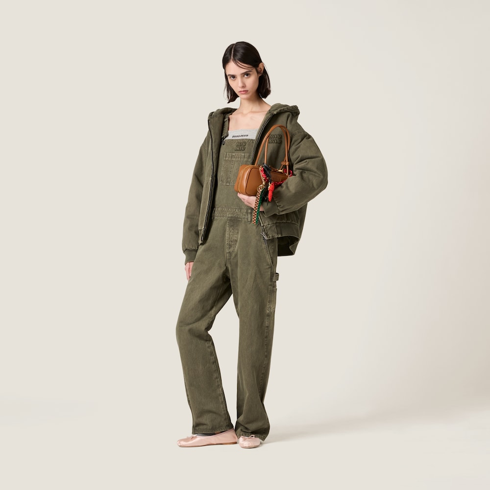 Garment-dyed blouson jacket with embroidered logo