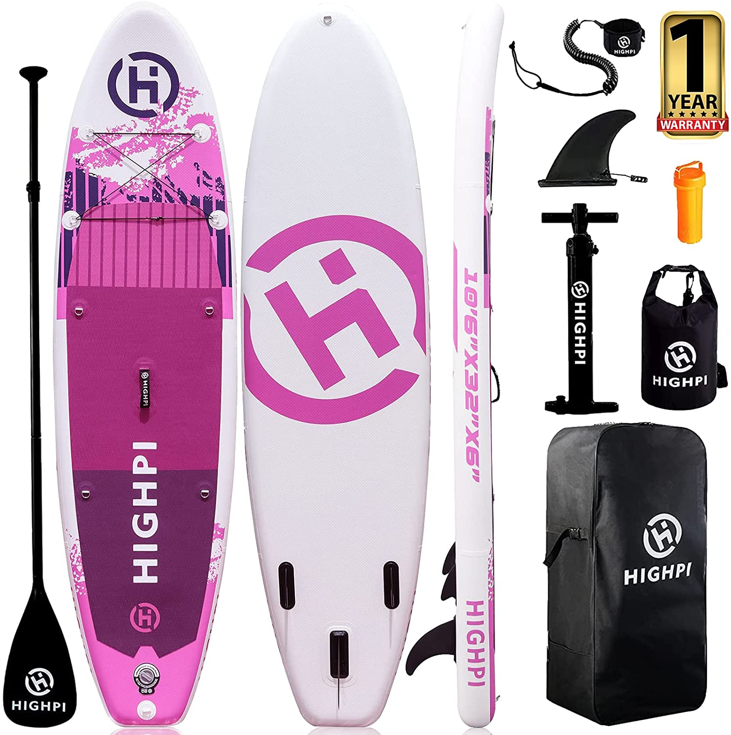 【BS】Highpi Inflatable Stand Up Paddle Boards, 10’6”11′ Ultra-Light SUP for All Skill Levels