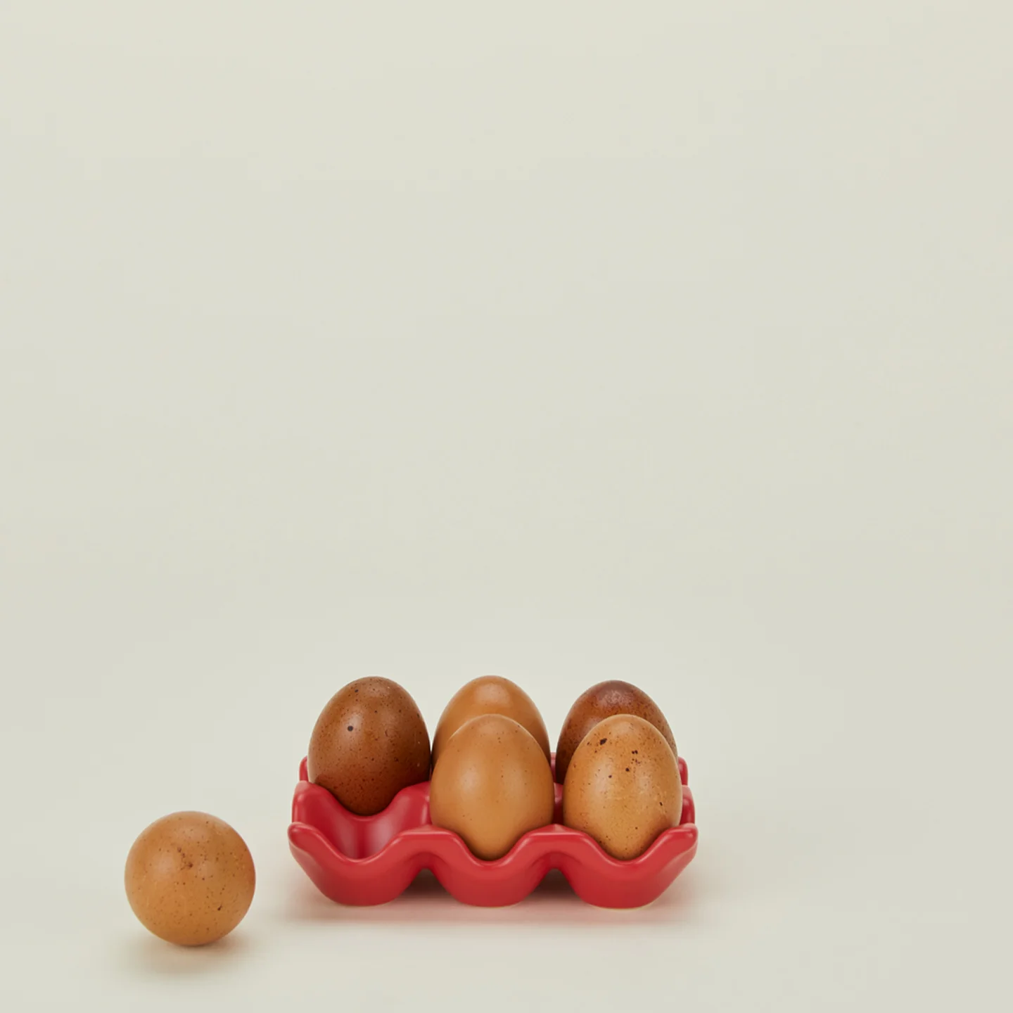 Ceramic Half Dozen Egg Holder - Red