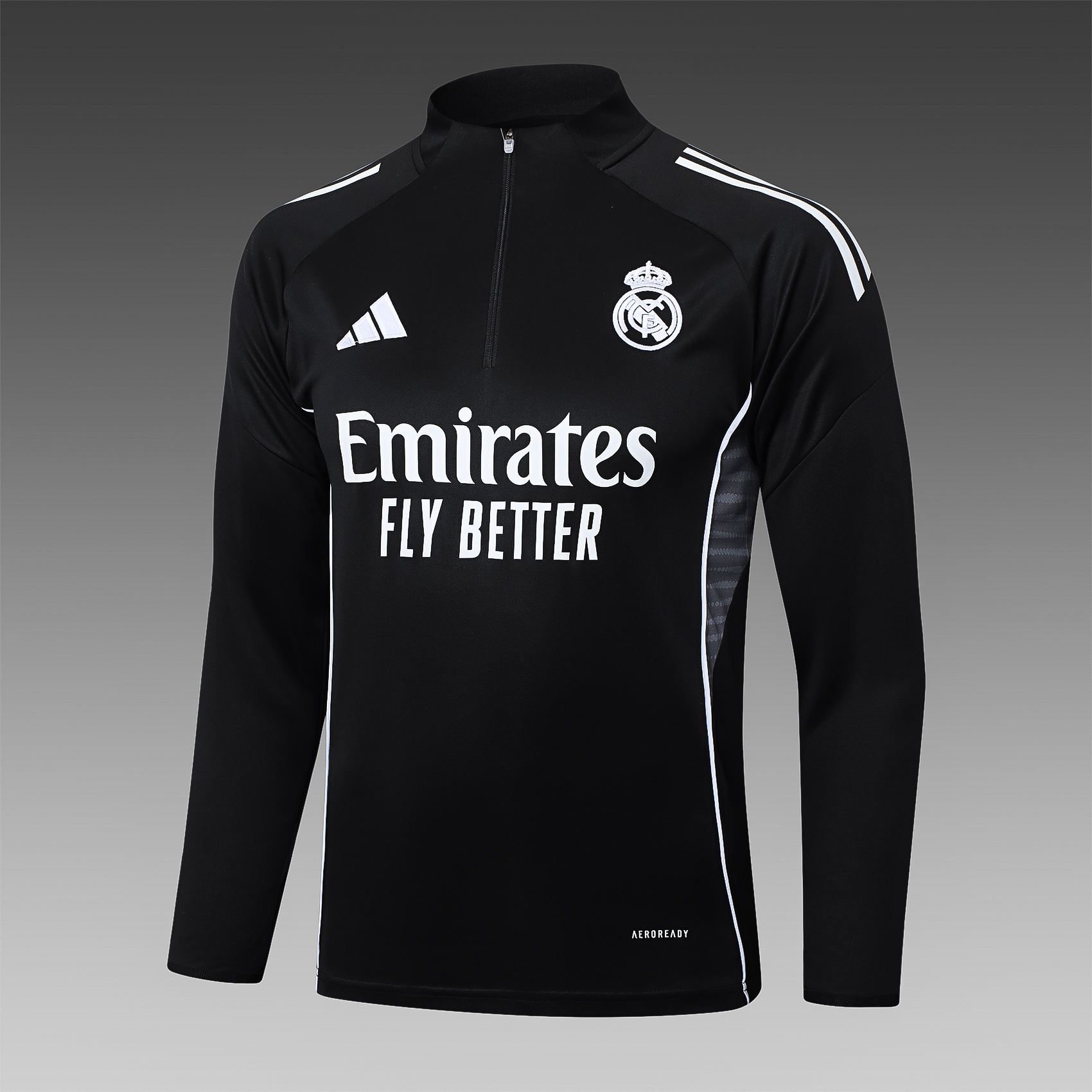 2024/2025 Real Madrid Black Adult Half Zip Training Kit (Adult Kit)