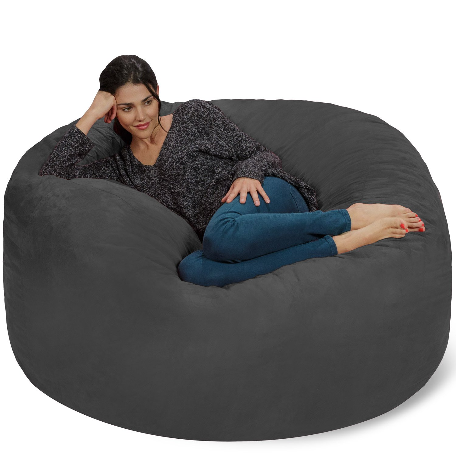 Giant 5' Memory Foam Furniture Bean Bag - Big Sofa with Soft Micro Fiber Cover