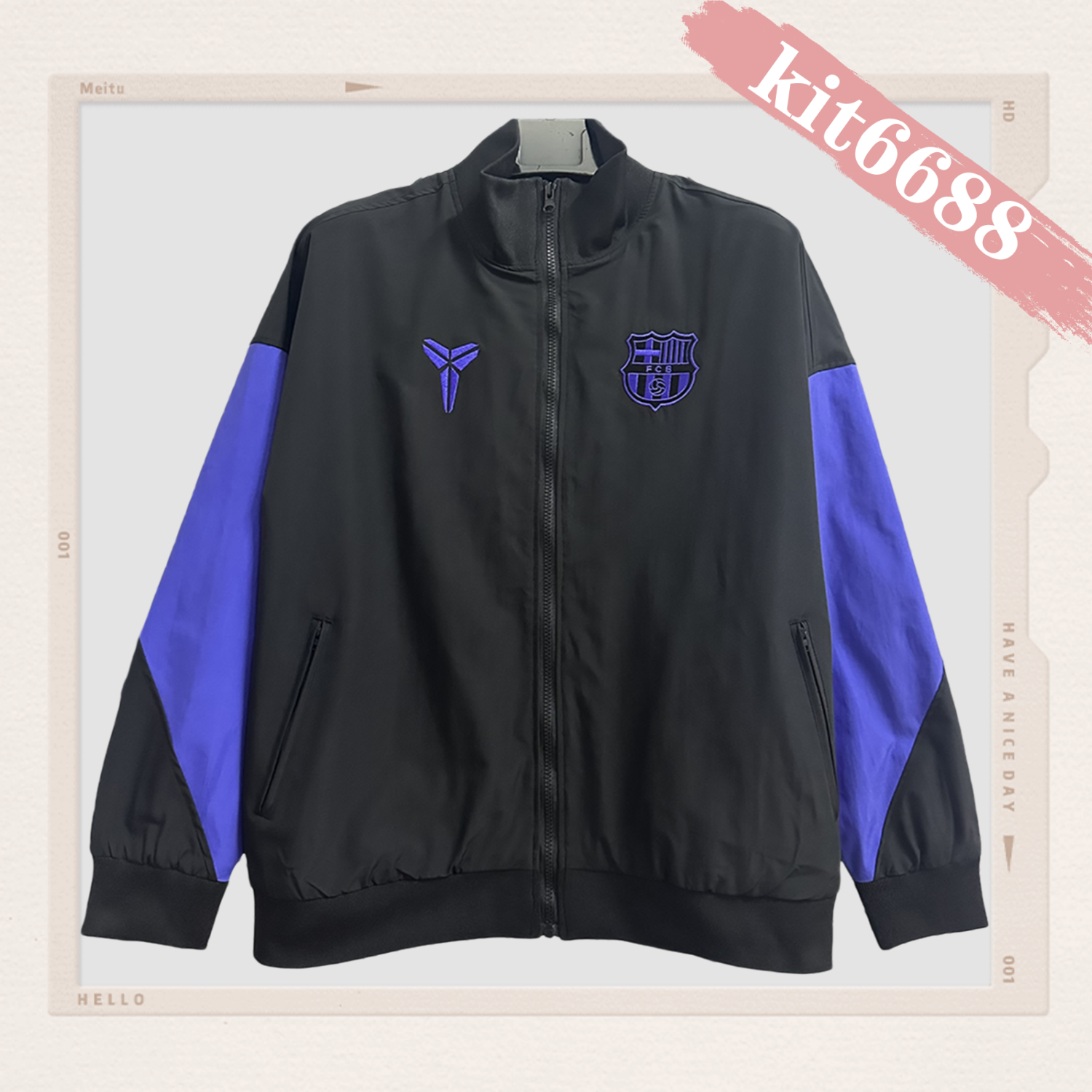 2025/2026 Barcelona Black Mamba Joint Waterproof Windbreaker Training Suit