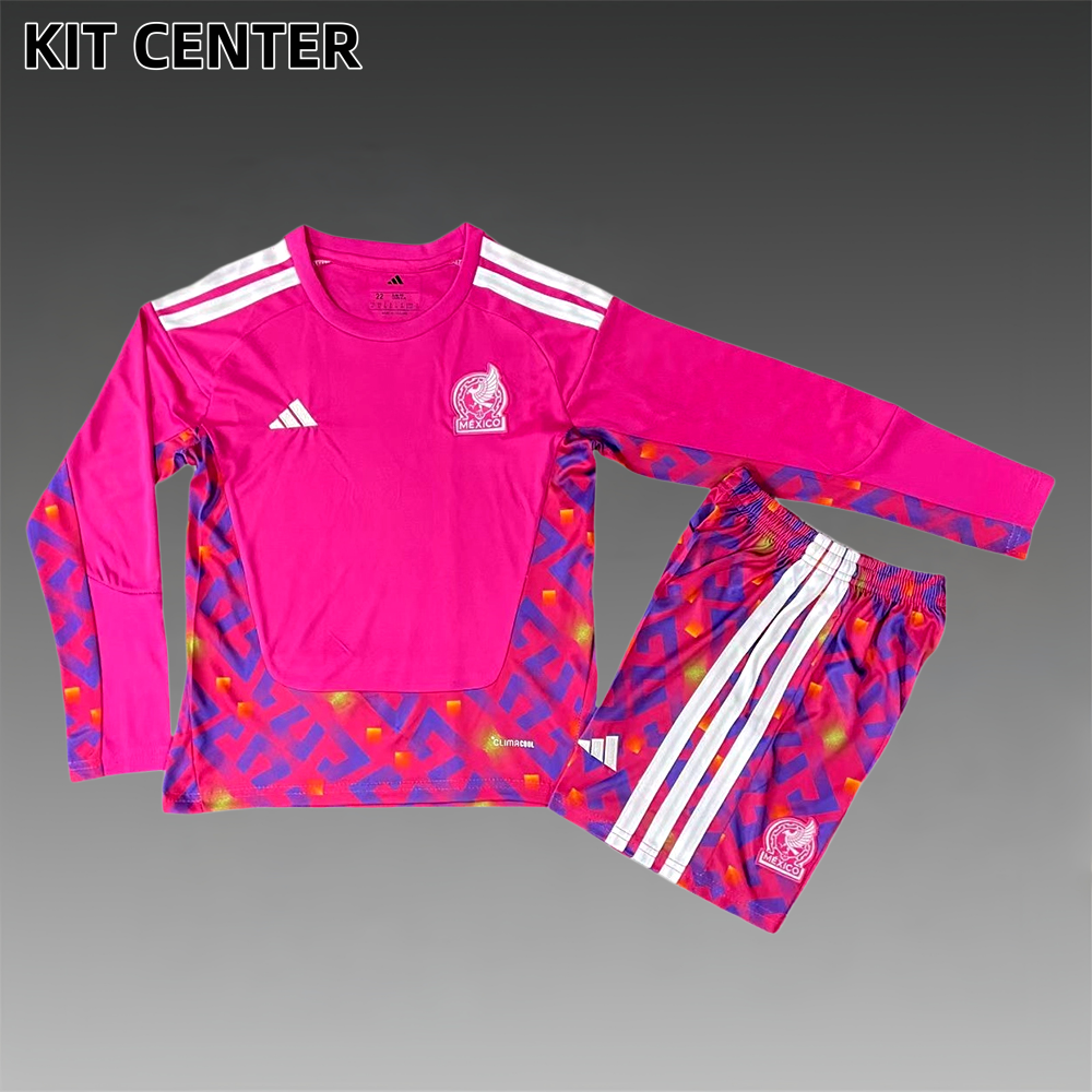 2026 Mexico Goalkeeper Long-sleeved Football Shirt （Kids Kit socks）