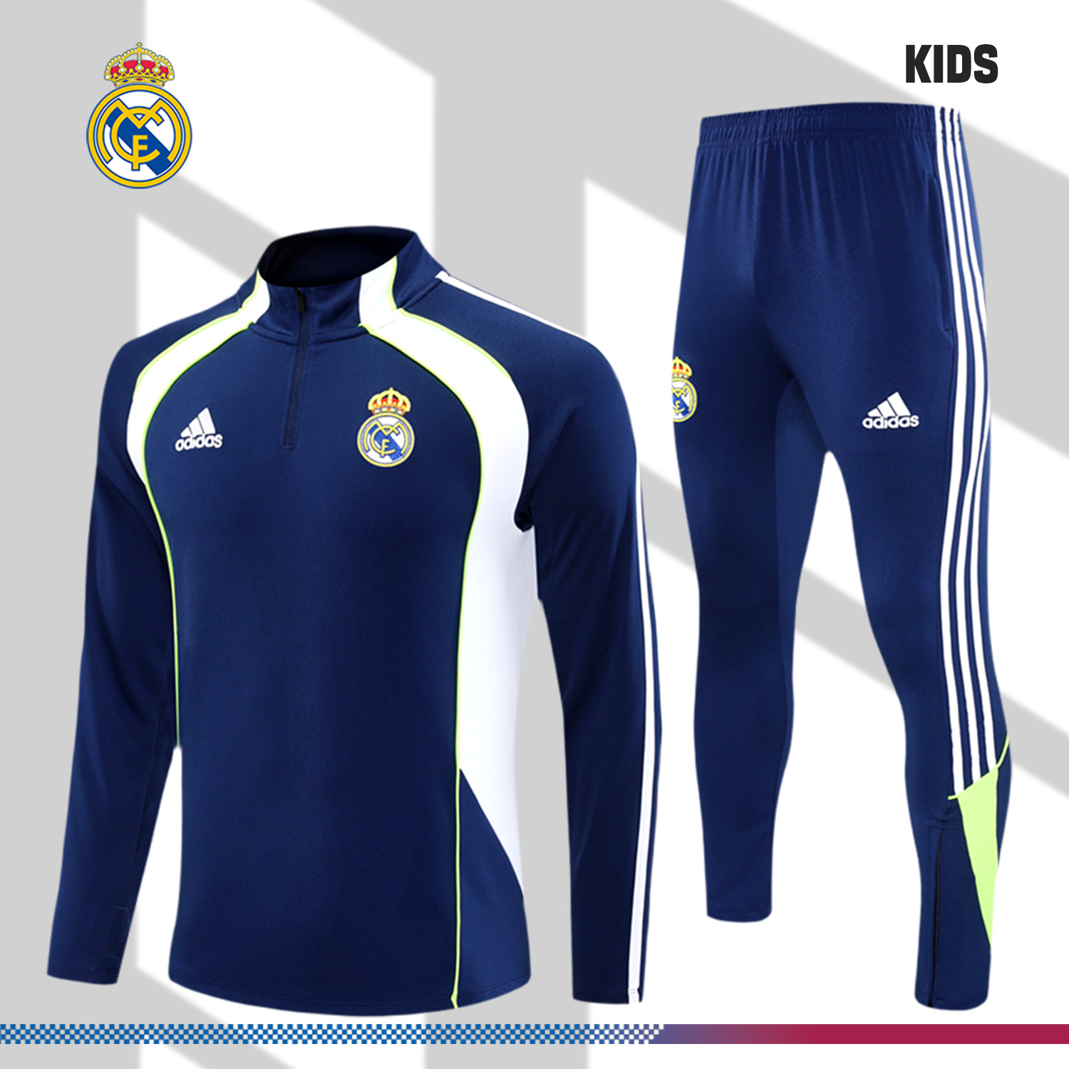 2025/2026 Real Madrid Kids Half Zip Training Kit (Kids Kit)